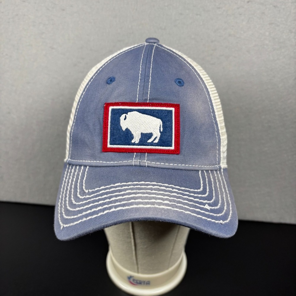Wyoming State Flag Trucker Hat Snapback Cap Faded Blue White The Game Adult OSFM